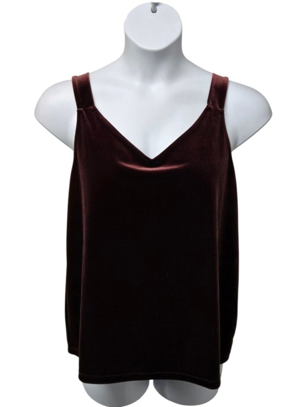 Chicos Travelers Velvet Tank Top Sz Large Petite Burgandy Whimsigoth Dark Fairy